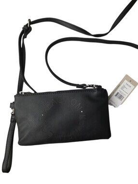 Cole Haan Black Perforated Crossbody Wristlet Black (8.5" X 6")